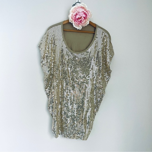MICHAEL Michael Kors Gold Sequin Shirt Medium - Picture 1 of 6
